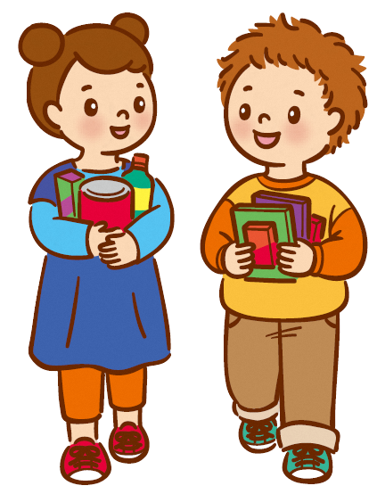 食品を持つ子供のイラスト
