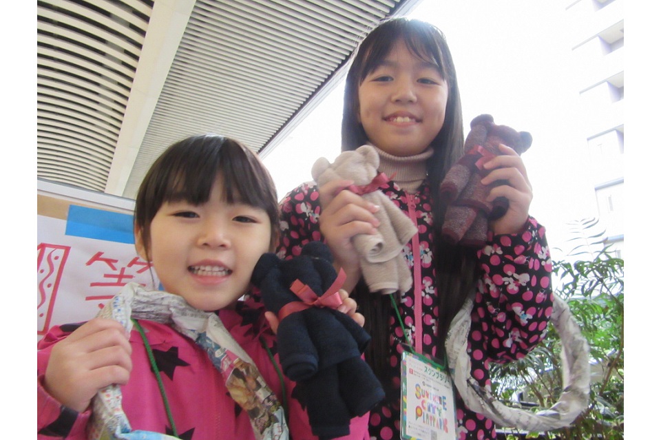 豊島こども大学 完成したタオル熊とお子さま１